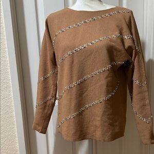Chico's Tan Embellished Sweater